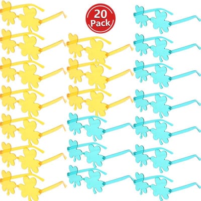 KAMMPT 20 Paires Lunettes de Soleil Trèfle Sans Monture Couleur Bonbon Tendance Plage Fête Lunettes de Soleil Mode Vacances Lunettes de Soleil as pciture shows