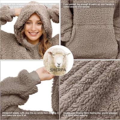 Oversized Sherpa-deken met Capuchon - Comfortabele en Warme Deken voor Dames en Heren