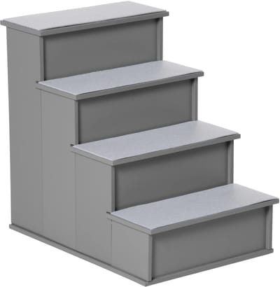 Damenzo - Hondentrap - Hond - Honden opstap - Hondenladder - Honden - Gewatteerd - Max draagvermogen 30 kg - 40x59x54,2 cm - Grijs