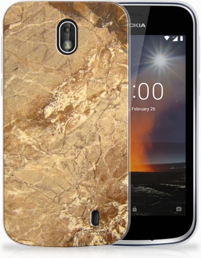 Nokia 1 TPU Siliconen Hoesje Marmer Creme
