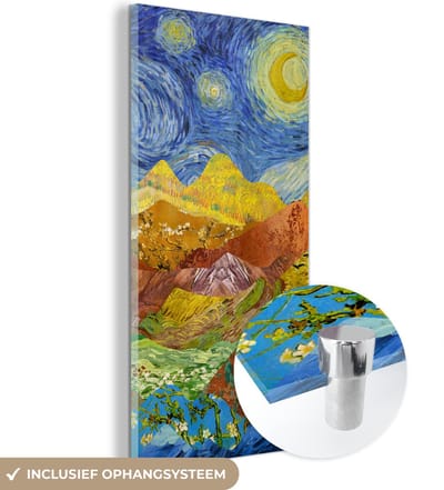 MuchoWow® Glasschilderij 20x40 cm - Schilderij acrylglas - Oude Meesters - Collage - Van Gogh - Foto op glas - Schilderijen