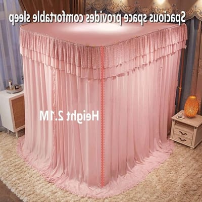 Bedhemel Klamboe - Muggennet Hemel - Slaapkamer Decoratie - U-vormige Steun - 150x200x210CM - Roze