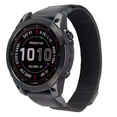 imoshion Milanees bandje - Geschikt voor Garmin 20 mm aansluiting - Maat L/XL - Zwart