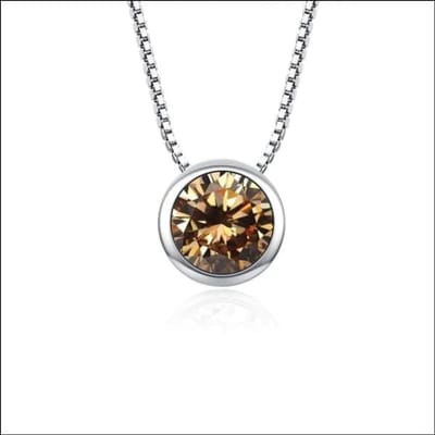 Aramat Jewels | Halskettingen | Zilveren Dames Halsketting met Zirkonia | Champagne | |1,5mm | Zilver | Volwassenen | Verkleurd niet