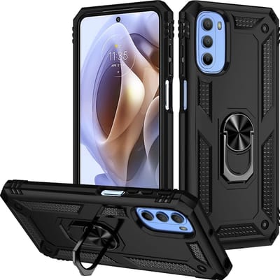 Hoesje geschikt voor Moto G41 / Hoesje geschikt voor Moto G31 hoesje Hybrid Armor Anti-Shock hoesje Zwart - Hoesje geschikt voor Moto G31 / G41 Hoesje kickstand Ring houder cover TPU backcover hoesje