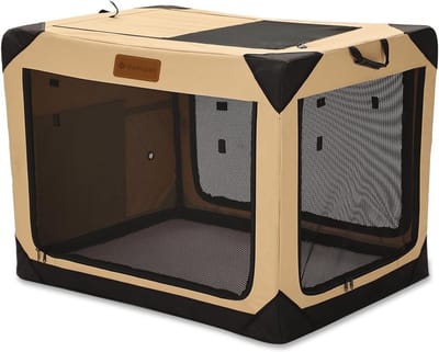 Hondenbench Zacht - Hondenhok Opvouwbaar - Veilige Rustplek - Lichtgewicht Draagbaar - 76x53x53 cm - Beige