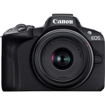 Canon EOS R50 Zwart Content Creator kit + RF-S 18-45mm IS STM - Systeemcamera - 24.2 MP - 4K Video - Kantelbaar touchscreen - Statief met afstandbediening - Microfoon - Geheugenkaart - Inclusief standaard zoomlens