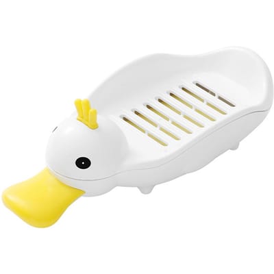 Porte-savon Canard Ménager Dessin Animé Double Égouttage Forme Canard Jaune Porte-savon pour Salle de Bain white