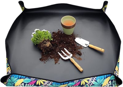 Tuinmat-Verpotmat- Luxe Verpotmat 75x75cm - Waterdichte Plantenmat voor Binnen - Opvouwbare Potgrond Opvangmat - Uniek Cadeau voor Plantenliefhebbers
