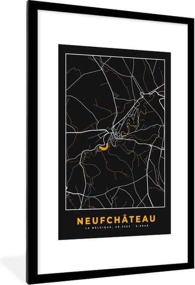 Fotolijst incl. Poster - Stadskaart - Neufchâteau - Kaart - Plattegrond - Goud - 80x120 cm - Posterlijst