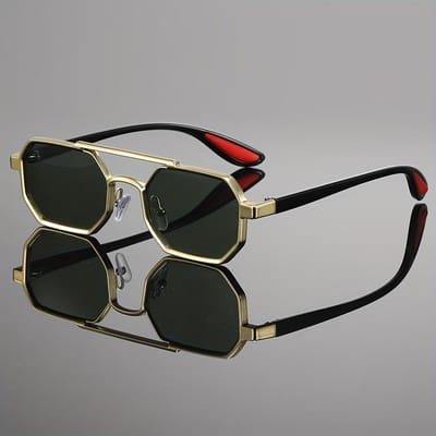 Lunettes de soleil carrées Punk Vintage Hommes Monture Métal Steampunk Charnière Cool Style Rétro Gafas De Sol gray