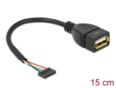 Delock Cable USB 2.0 pin header female 2.00 mm 5 pin > USB 2.0 Type-A female 15 cm