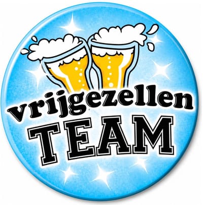 Paperdreams vrijgezellen button - blauw - feestartikelen - vrijgezellenteam - voor heren