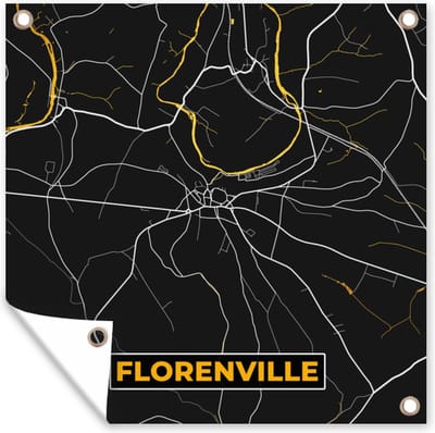 Tuin poster Goud - Kaart - Stadskaart - Plattegrond - Florenville - 200x200 cm - Tuindoek