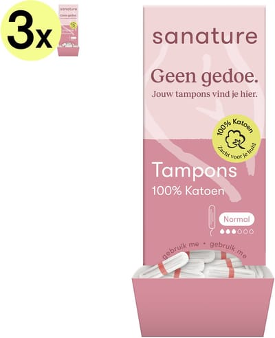 Dispenser: 100% Katoenen Tampons - 3 dispensers, elk gevuld met 192 tampons