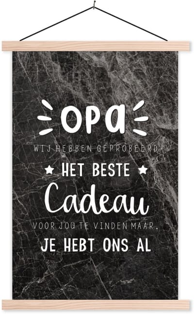 Posterhanger incl. Poster 60x90 cm - Schoolplaat - Vaderdag - Quotes - Opa - Het beste cadeau - Spreuken - Textielposter - Blanke latten - Vaderdag cadeau - Geschenk - Cadeautje voor hem - Tip - Mannen
