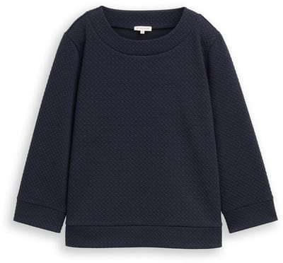 Tom Tailor - Boxy fit sweatshirt met 7/8-mouwen - Maat XL - sky captain blue