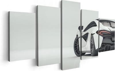 Artaza Canvas Schilderij Vijfluik Witte Sportwagen Auto  - 100x50 - Foto Op Canvas - Canvas Print