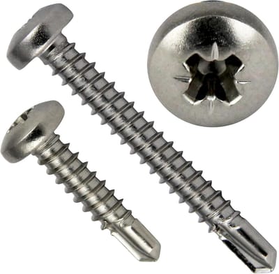 Boorschroeven Lenskop - Plaatschroeven Roestvrij - Dunne Platen Bevestigen - Zelfborende Punt - 48x38 mm - Zilverkleurig