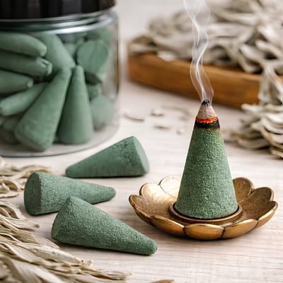 Witte Salie - Wierook - Geurkegels - 50 stuks - Ontspanning & Rustgevend - Meditatie, Yoga, ontspanning, sfeervolle decoratie - Geurbeleving