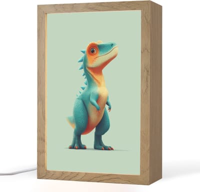 Nachtlampje 20x30 cm - Kinder lampje - Cartoon - Dino - Oranje - Stekels - Tafellamp kinderkamer - Slaapkamer lamp - Bedlamp kinderen - Kinderlampje stopcontact - Wandlamp babykamer - Nachtlampjes