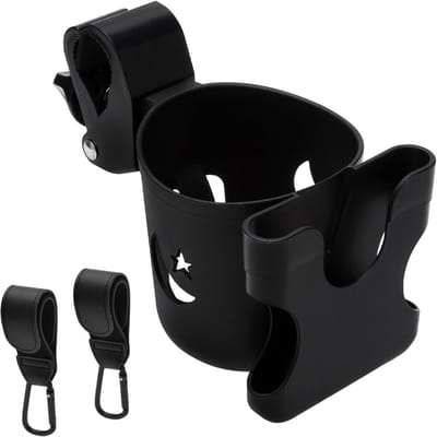 Babyfleshouder voor Kinderwagen met 2 Haakjes - 360 Graden Draaibare Accessoires voor Kinderwagens, Fietsen en Rollators