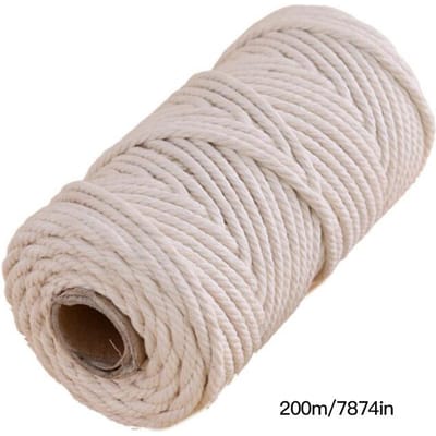 200m Handgemaakte Macrame Boho Decor 3mm Katoen Beige Draad Koord Touw Gedraaid Koord DIY Huis Bruiloft Decoratie white