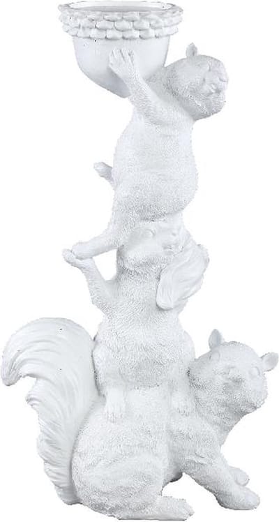 PTMD Jump Kandelaar Eekhoorn - 29 x 17 x 50 cm - Polyresin - Wit