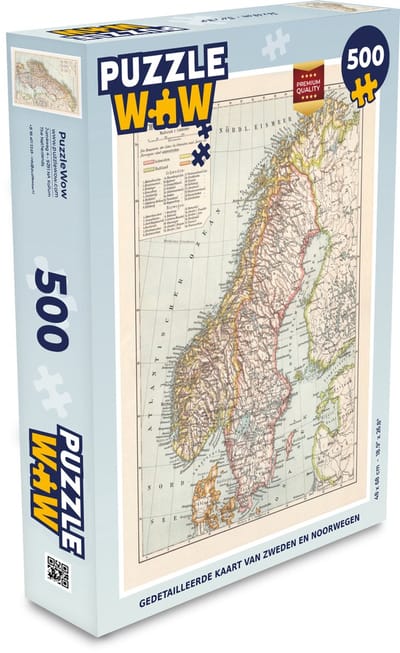 Puzzel Gedetailleerde kaart van Zweden en Noorwegen - Legpuzzel - Puzzel 500 stukjes