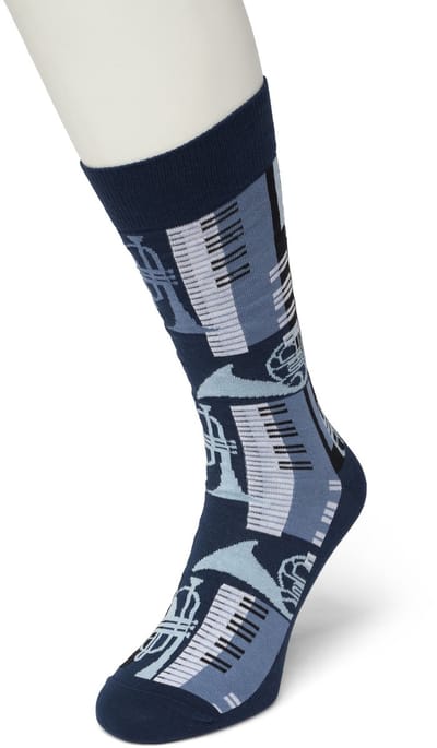 Bonnie Doon Heren Sokken met Muziek Print maat 40/46 Donker Blauw - Thema Sokken - Muzieknoten - Cadeau Sokken - Word je Happy en vrolijk van - Zacht Katoen met Gladde Teennaad - Comfortabel - Perfect Cadeau - Music - Insignia Blue - BT992117.249