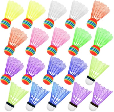 Dailygoods- Badmintons 20 Stuks - Kleurrijke Kunststof - Indoor/Outdoor - Duurzaam - Sport/Training - Goede Slagervaring - Badmintonballen