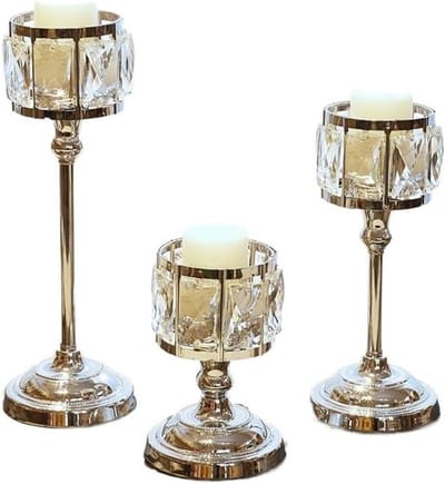 Kandelaars Set - Kaarsenhouders - Romantische Sfeer - Klassieke Look - 3 Stuks - Zilver