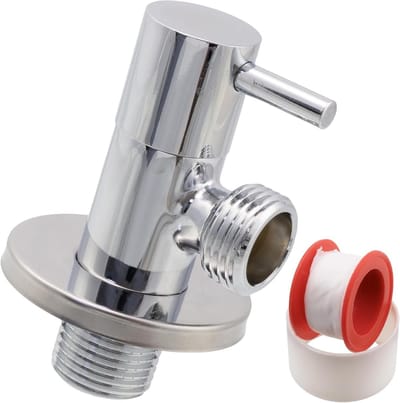 Allecta - Hoekafsluitventiel 1/2"x1/2" met Rozet en PTFE-afdichting - Messing en Vernikkelde Coating - Aansluiting Drinkwaterkraan Sanitair Wastafel Badkamer Keuken - Duurzaam - Kwalitatief - Installatiegemak.