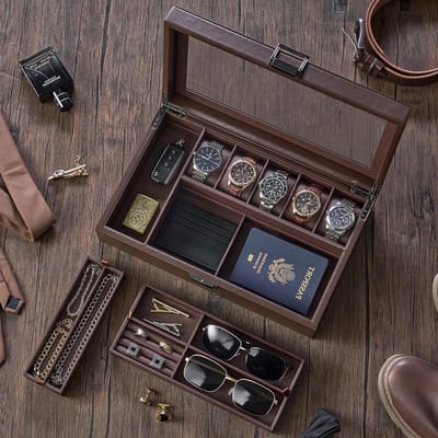Horloge en Sieraden Opberger - Accessoire Doos - Netjes Organiseren - Transparant Glazen Deksel