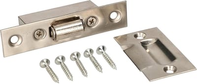 Kogelsnapper met plaat - Deurrolgrendel - Deuren sluiten - Roestvrij staal - 7 x 6 x 2 cm - Zilverkleurig