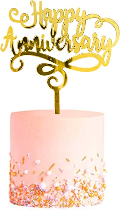 Huwelijks TaartTopper Anniversary Goud TaartDecoratie Cake Topper Taart Topper Decoratie Bruiloft Goud – 1 Stuk
