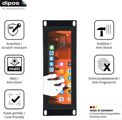 dipos – 2x Matte Pantserfolie geschikt voor GeeekPi DP-0059 7.84 Zoll | 9H Screenprotector