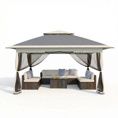 Jently partytent - partytent 3x3 - waterdichte partytent - in hoogte verstelbaar - draagbaar - met afneembare zijwanden - grijs