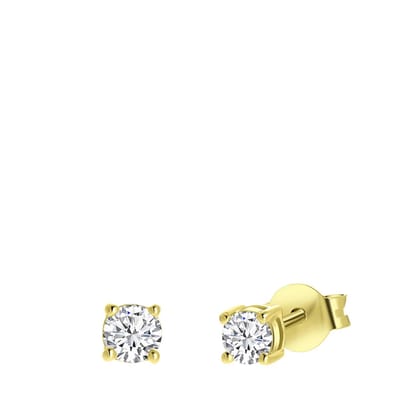 Lucardi Dames Oorbellen zirkonia 3,5mm - Oorbellen - Cadeau - Echt Zilver - Goudkleurig