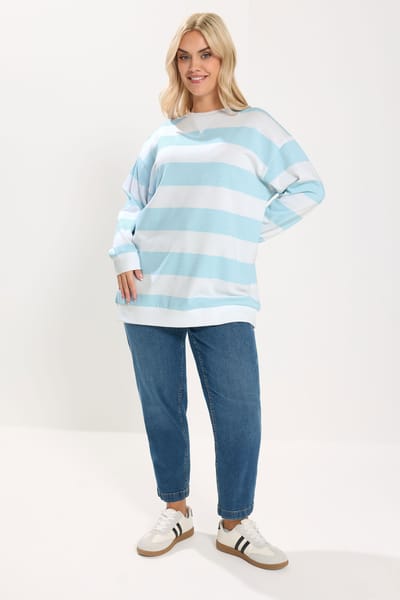 Yours Blauw En Wit Gestreept Sweatshirt Size 42