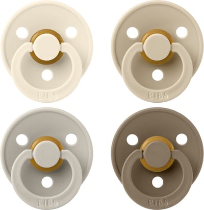 BIBS – Fopspenen - Colour – 4 Pack – Rond - Ivory/Sand/Vanilla/Dark Oak – Maat 1