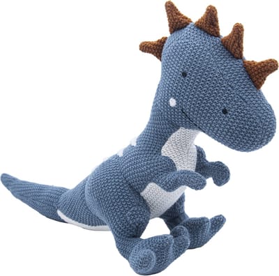 Cute since 1999 - Dinosauruspark - Ezra de Blauwe Dinosaurus - Katoen Knuffel - 27cm x 10 cm