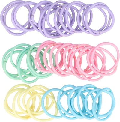 Haarsoires Haarelastiekjes Mini 2cm - Dun - Zonder Metaal - Roze Paars Geel Blauw Groen - Set van 50 - Kleine Haar Elastiekjes voor Vlechtjes & Staartjes