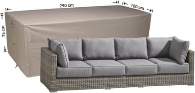 Raffles Covers Loungebank hoes - 290 x 100 H: 75 cm - RLB290straight - Waterdicht - Ademend - UV-bestendig - Elastisch rijgkoord - Beschermhoes tuinmeubelen