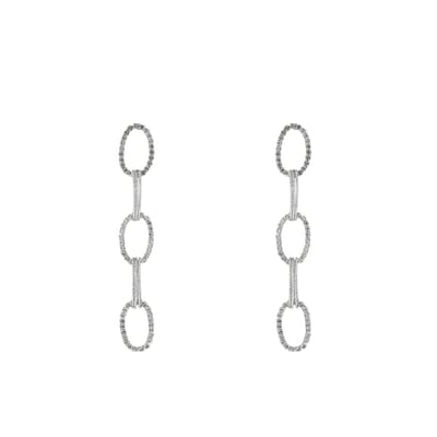 Day&Eve by Go Dutch Label Oorknoppen Ovaal Link Witte Stenen Zilver