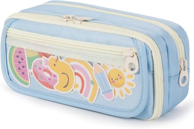 SnelShoppen - Grote Capaciteit Pennen Etui met Compartimenten, School Pennenbak met Rits, Ruime Pen Tas voor Tieners, Volwassenen, Blauw, Perfect voor