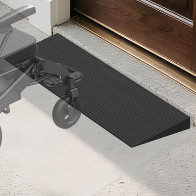 Drempelhelling Rubber - Oprijplaat - Rolstoel Gebruik - Antislip Slijtvast - 90x15x2 cm - Zwart