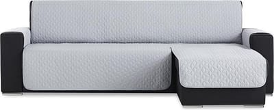 Belmarti Geo Quilt chaise-longue bankbeschermer rechts - 200 cm - Lichtgrijs