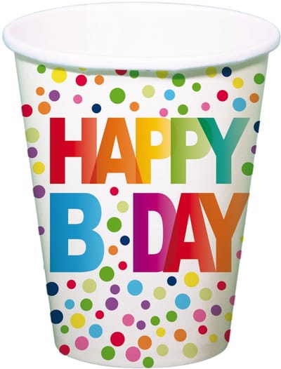 Bekers Happy Bday Stippen 250ml /8
