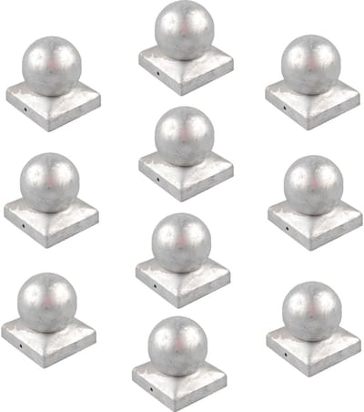 TRUTZHOLM - Paalkap Gegalvaniseerd - 91 mm - Kogel - Afdekkap voor Palen 9x9 cm - Hekwerk Bescherming - 10 Stuks Set